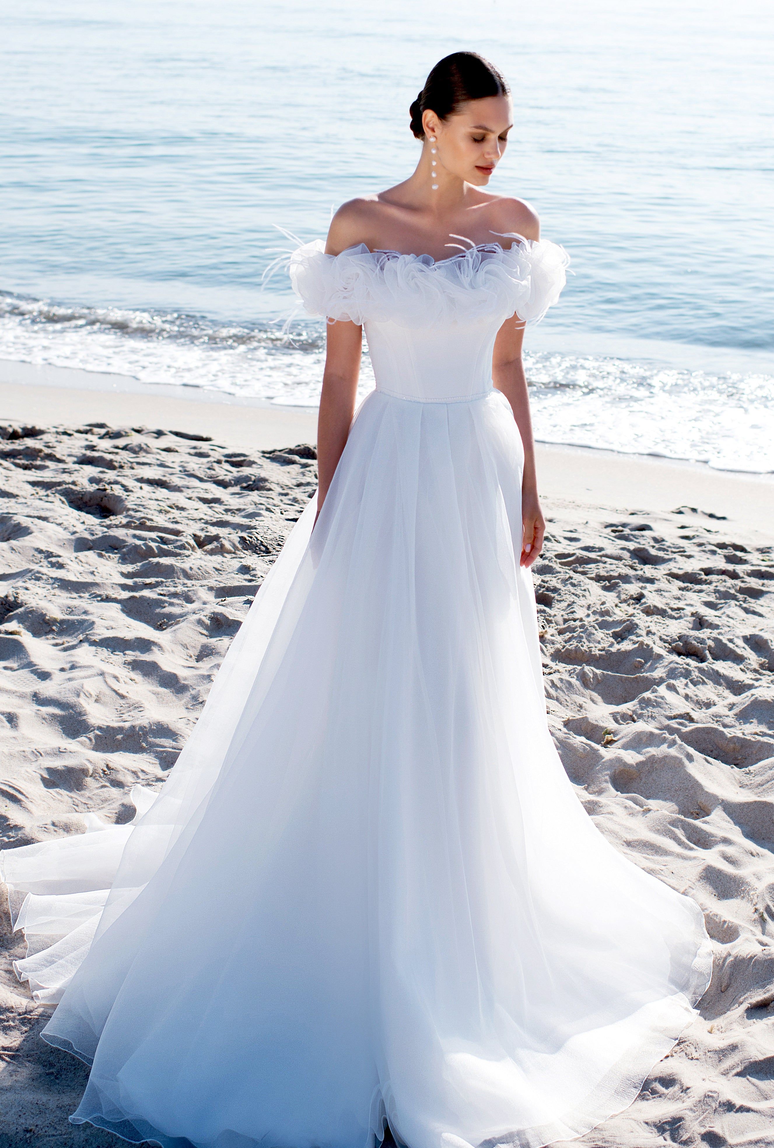 navy blue dress for baby girl Ladivine 7469W Long Simple A Line Slit Wedding Dress