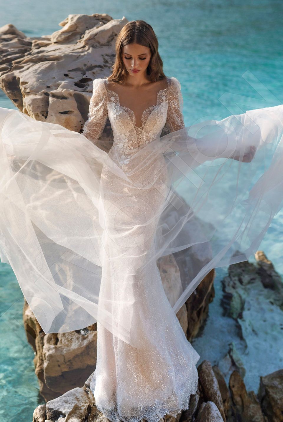 ivory nude dress Ivory Lace with Nude Lining Romantic Wedding Gown