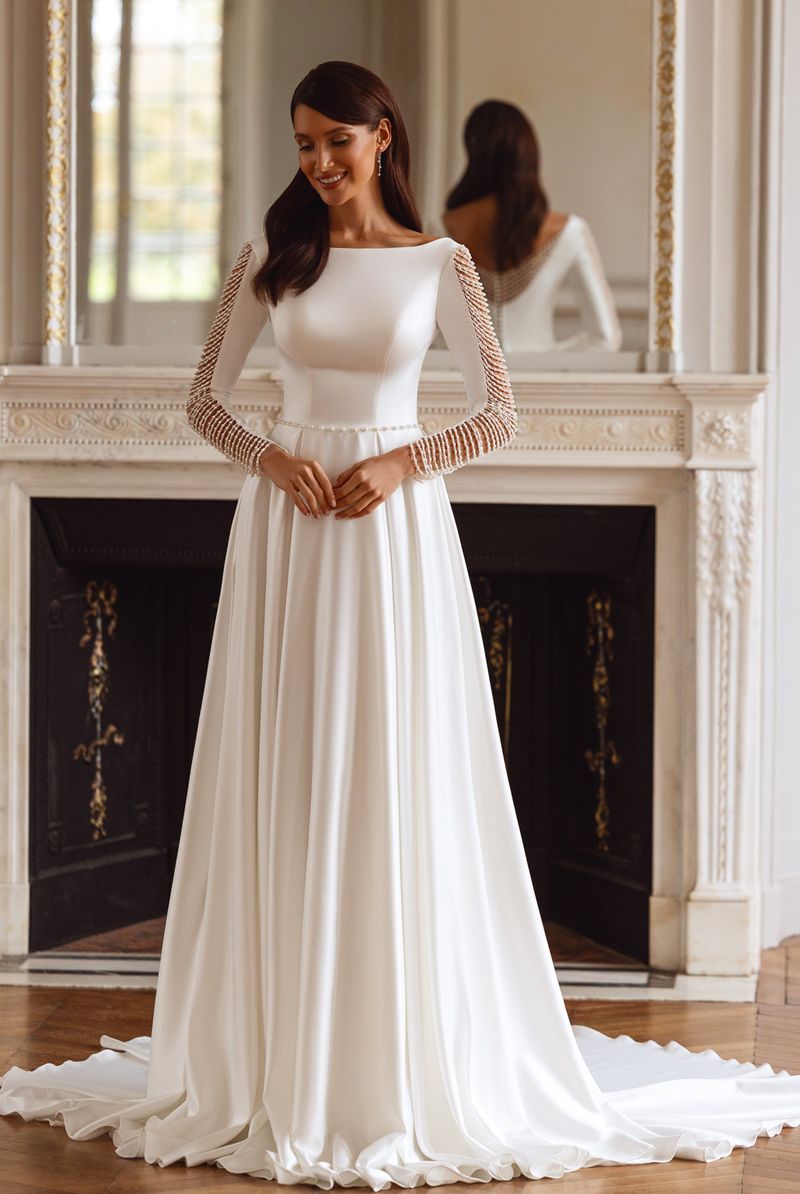Custom-Made A-line Bateau Wedding Dress $2,300 | Devotion Dresses Custom-Made A-line Bateau Wedding Dress $2,300 | Devotion Dresses