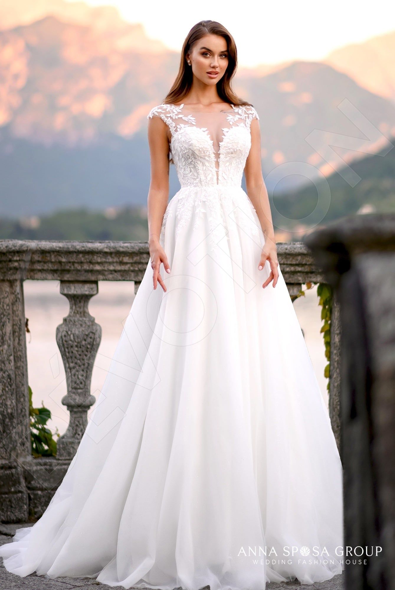 a line wedding dress style Light Pink Long A-Line Prom Dress with Ruffles and Off-the-Shoulder  Princess Neckline – misshow.com main image 1