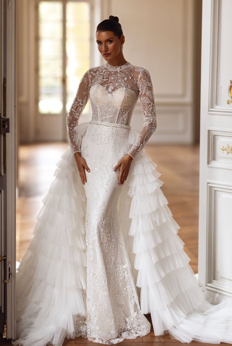 Marie-Antoinette Custom-Made Mermaid High neck Neckline Wedding Dress Marie-Antoinette Custom-Made Mermaid High neck Neckline Wedding Dress