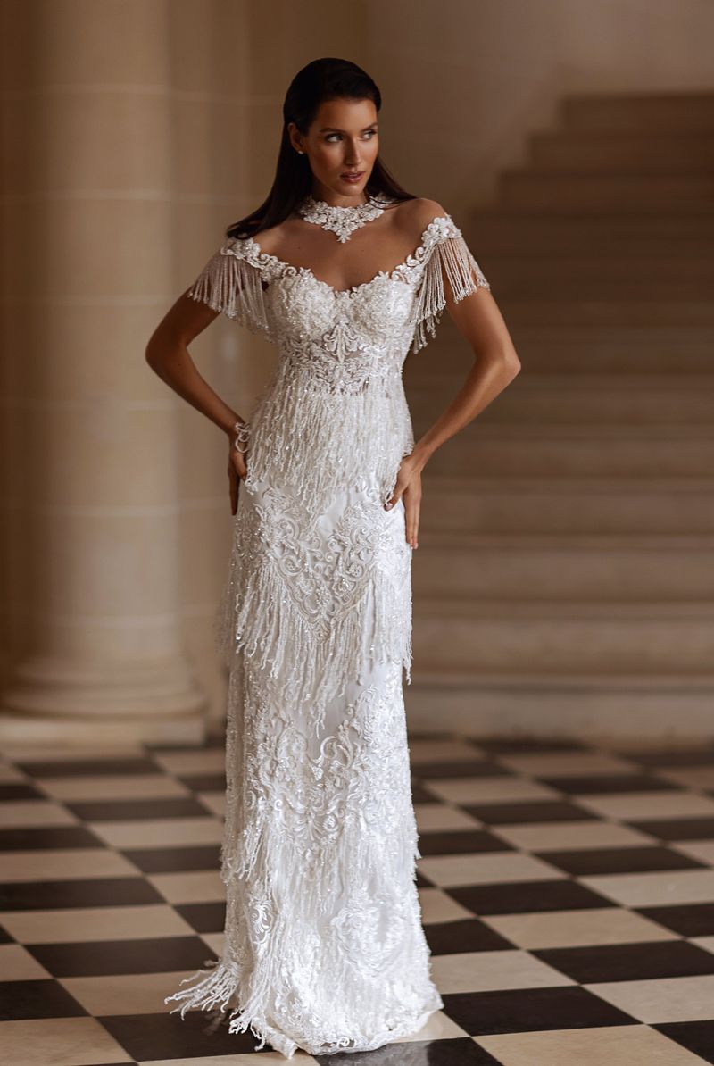 Custom-Made Sheath Illusion Wedding Dress $2,400 | Devotion Dresses Custom-Made Sheath Illusion Wedding Dress $2,400 | Devotion Dresses