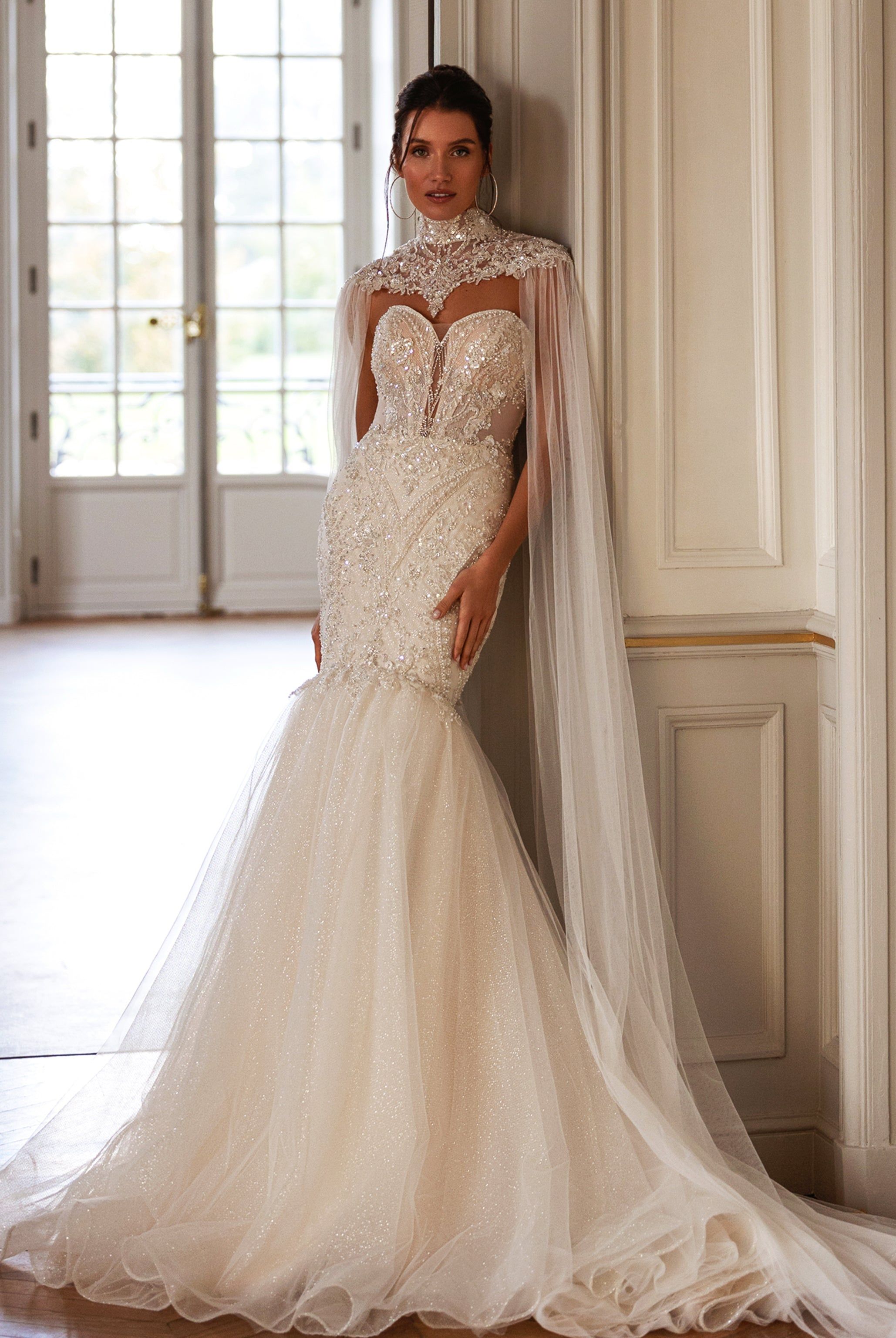 white christmas dresses Custom Made V Neck Long Sleeves Champagne Wedding Dresses, Champagne W –  jbydress