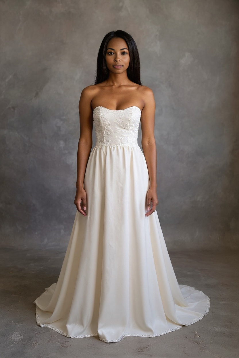 a line sweetheart neckline wedding dress T212011 Beautiful Embroidered Lace Strapless Wedding Dress with Sweetheart  Neckline