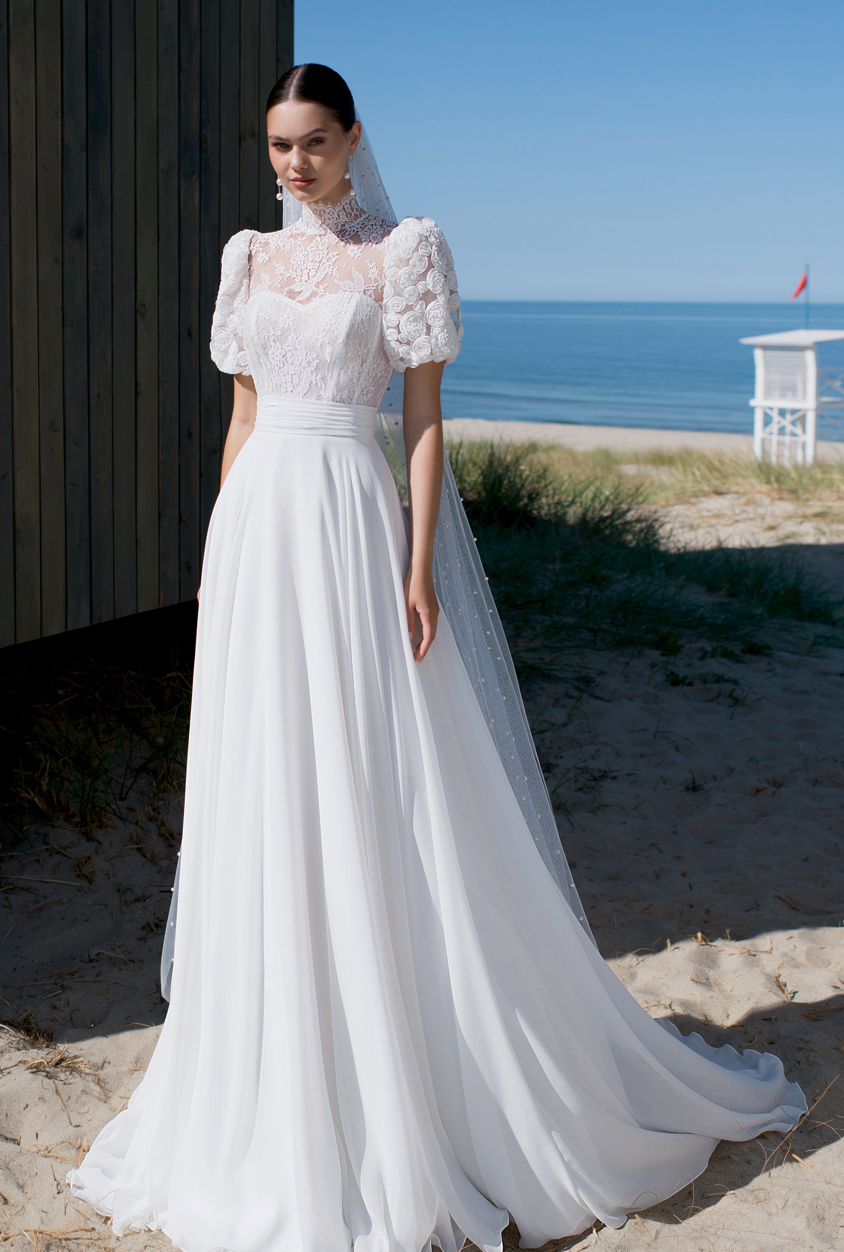 felicity birthday dress Modest A Line Romantic Long Wedding Dress  TANYA BRIDAL