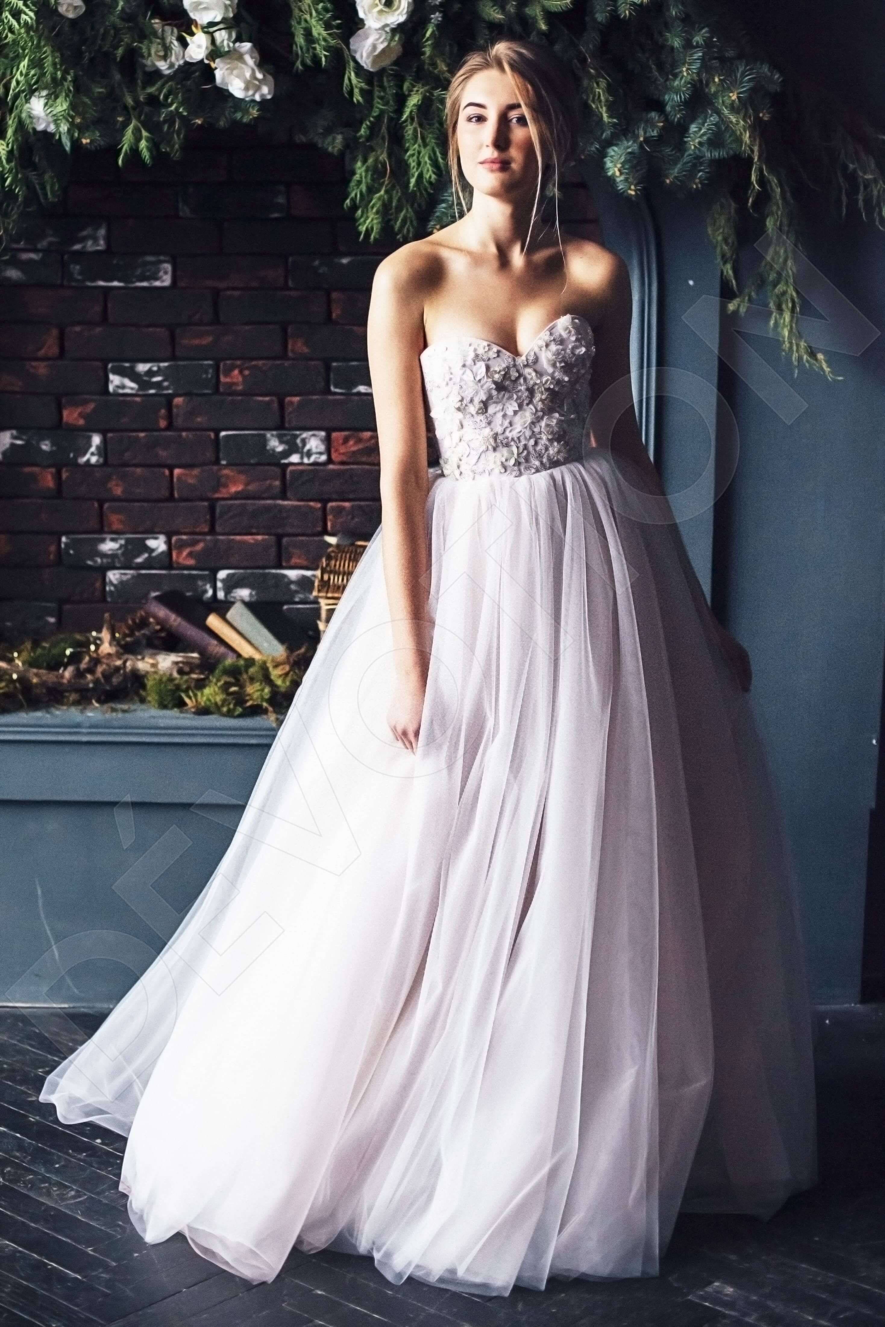 a line pink wedding dresses A-line Pink Wedding Dress With Removable Sleeve,Sweetheart Neckline Br