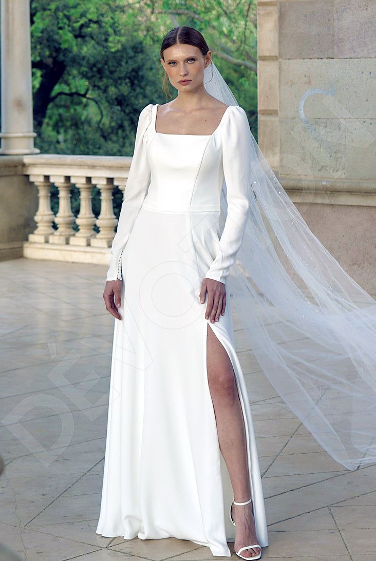Phoebe Custom-Made A-line Straight across Neckline Wedding Dress Phoebe Custom-Made A-line Straight across Neckline Wedding Dress