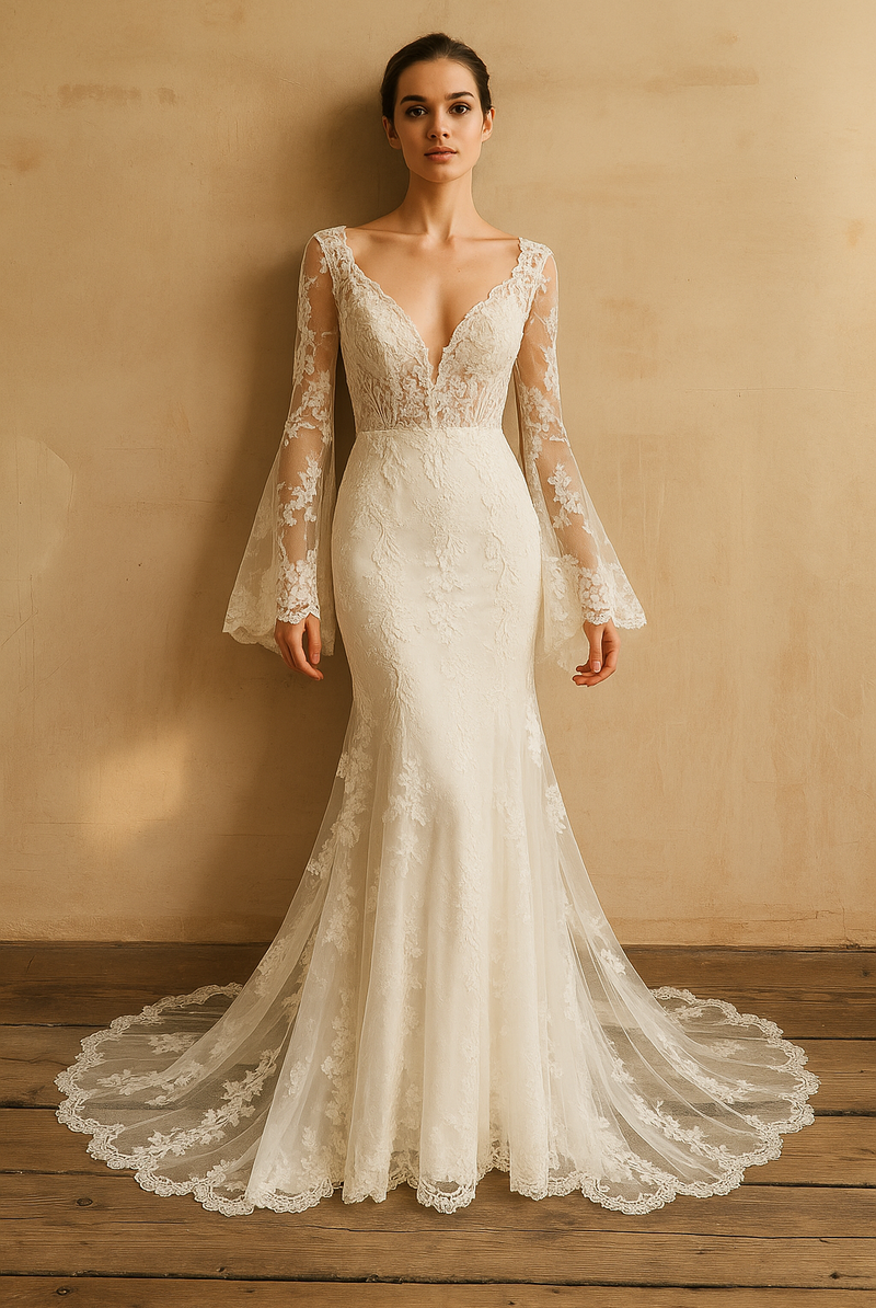 Custom-Made A-line Deep V-neck Wedding Dress $705 | Devotion Dresses Custom-Made A-line Deep V-neck Wedding Dress $705 | Devotion Dresses
