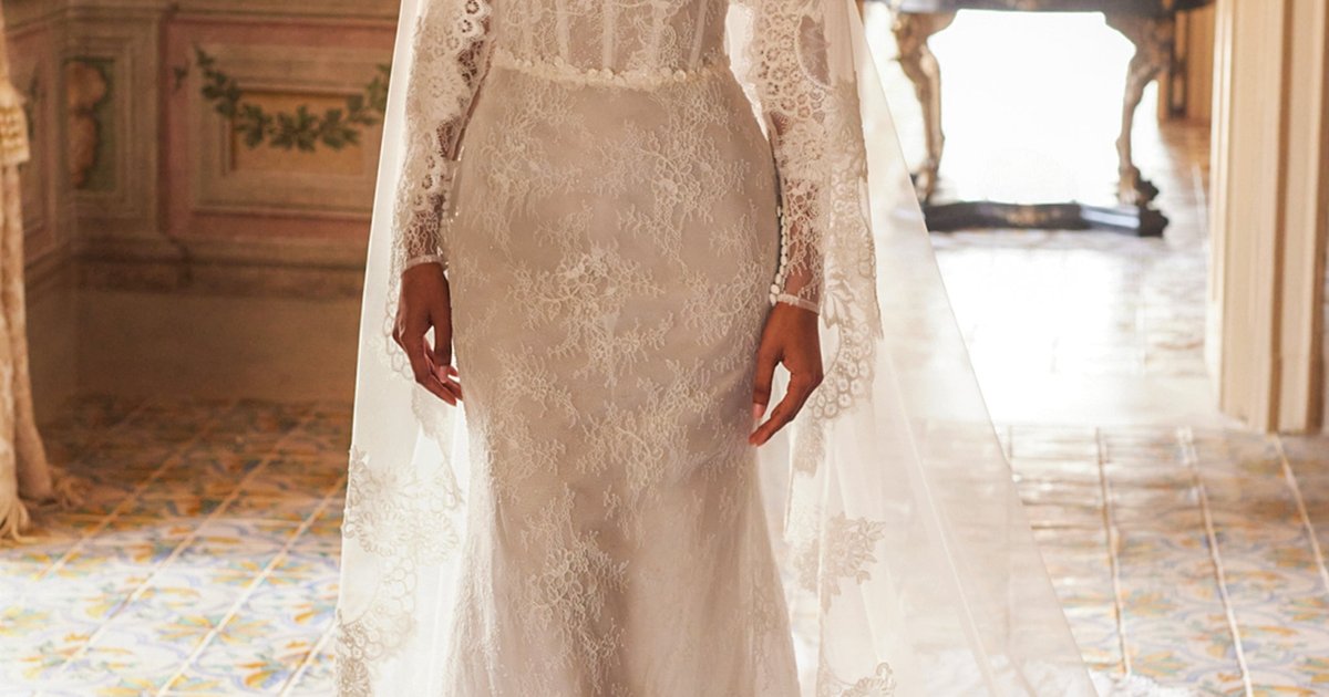 long sleeve off the shoulder trumpet wedding dress Illusion Pearled Off-shoulder Trumpet Wedding Dress