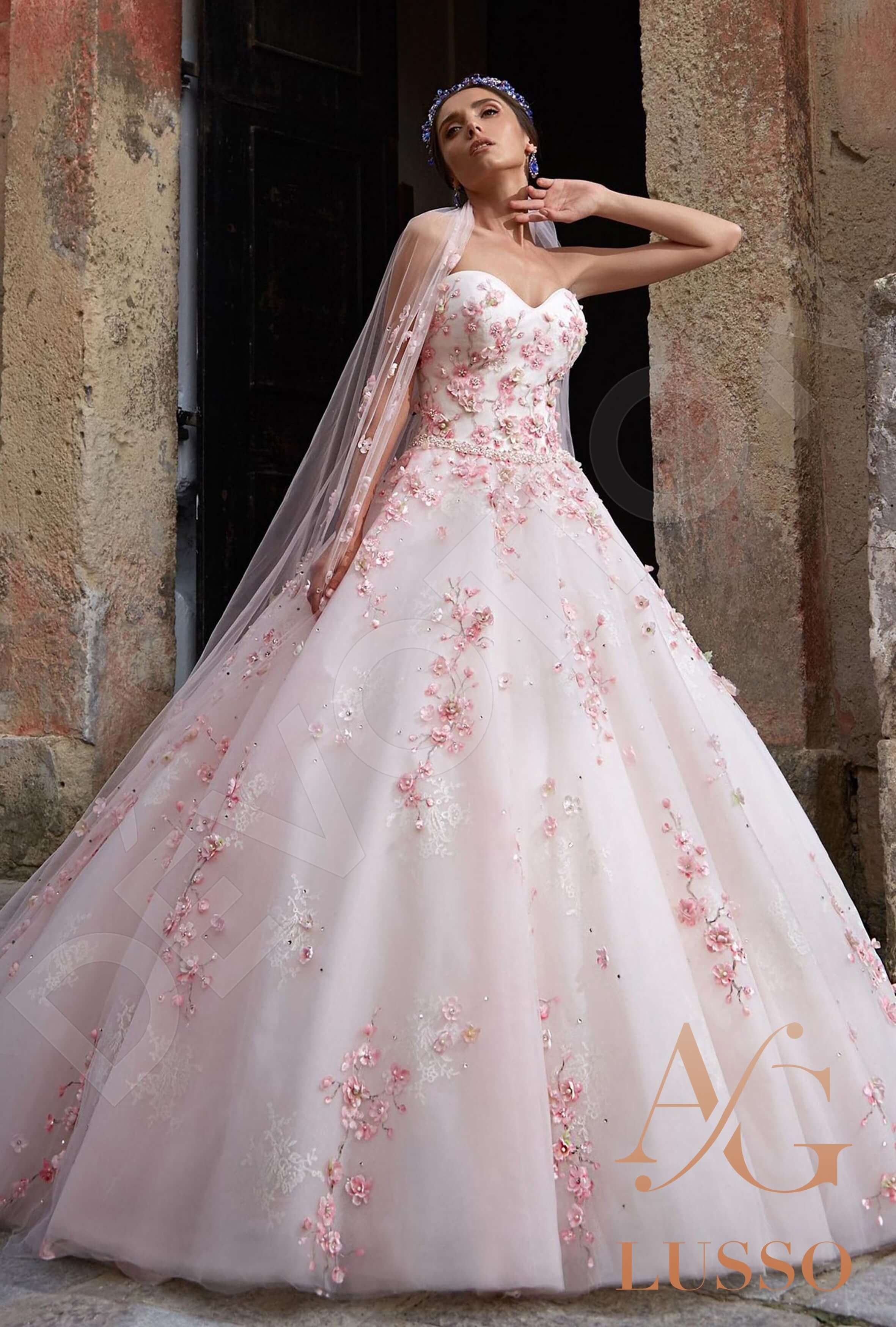 knee length dresses for ladies Romantic Ivory Floral Lace Wedding Dress with Long Sleeves and Embroidered  Skirt – FW225 – Viniodress main image 0