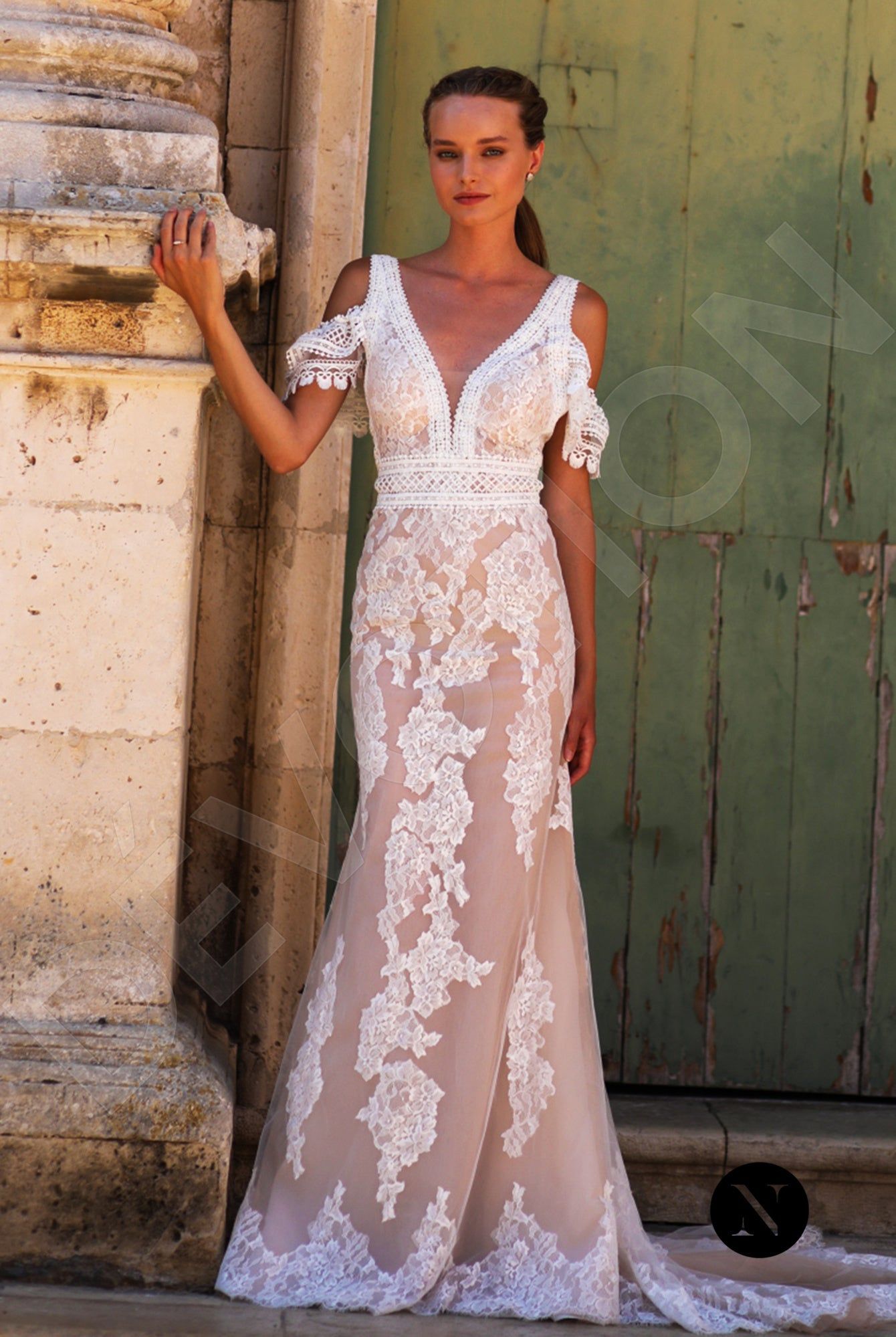 Custom-Made Mermaid Deep V-neck Wedding Dress  $2,350 | Devotion Dresses