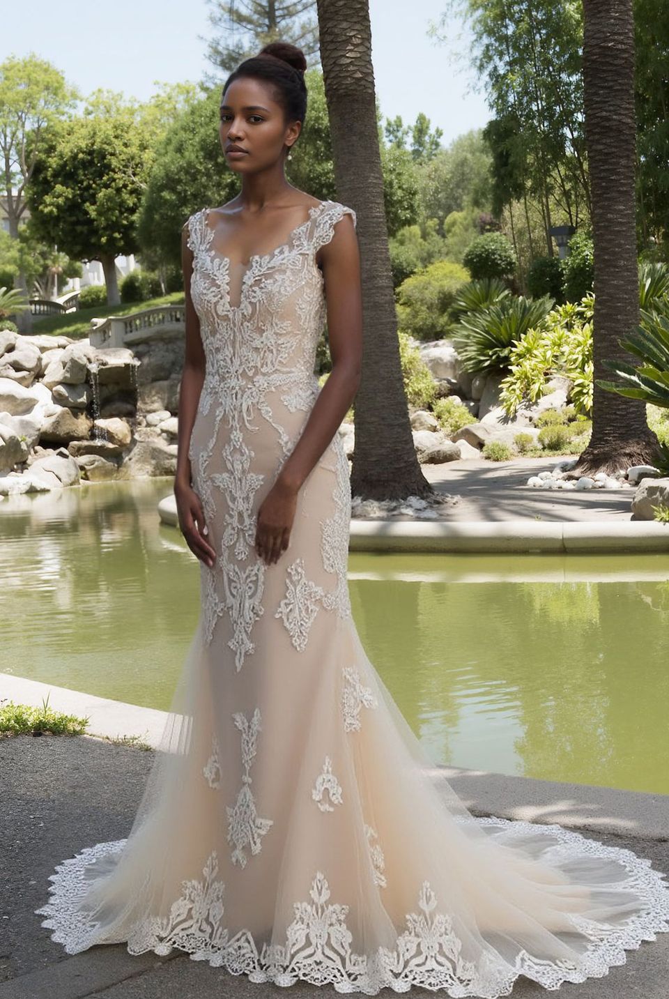 illusion lace bodice wedding dress Long Sleeve Wedding Dress with Illusion Lace Bodice Lace Appliqu Wedding Dress with Crew Neckline Plus Size Size 4 / Dress with Bolero