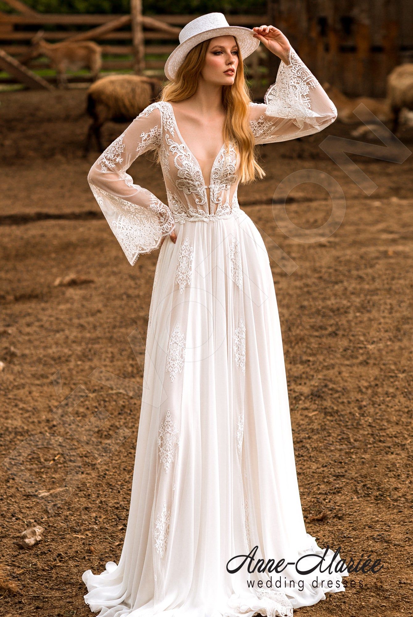 Custom-Made A-line Deep V-neck Wedding Dress  $2,250 | Devotion Dresses