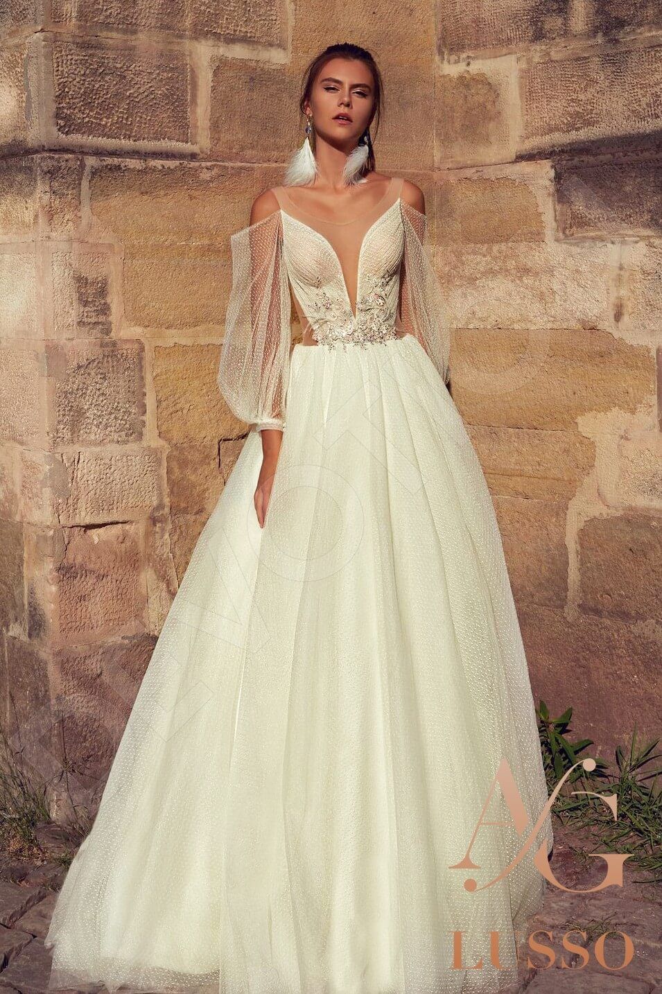 white christmas dresses Cream Color Wedding Gown | Flowy Tulle Wedding Dress main image 0