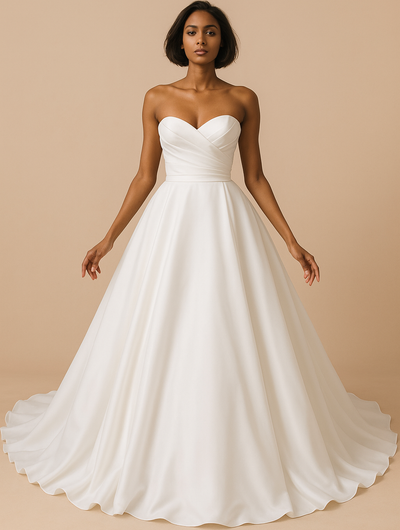 sweetheart neckline aline wedding dress Massima featuring handmade Indian embroidery appliqus Aimi A-line Sweetheart Wedding Dress