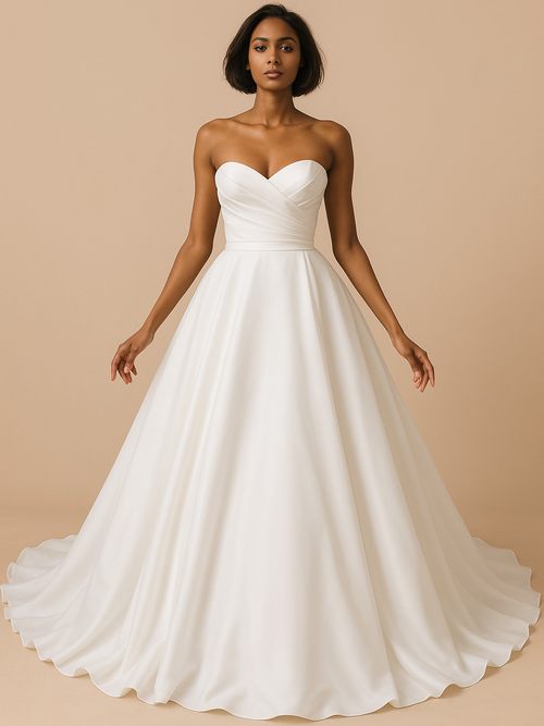 sweetheart neckline organza wedding dress Romantic Organza A-Line Wedding Dress with Off-the-Shoulder Straps