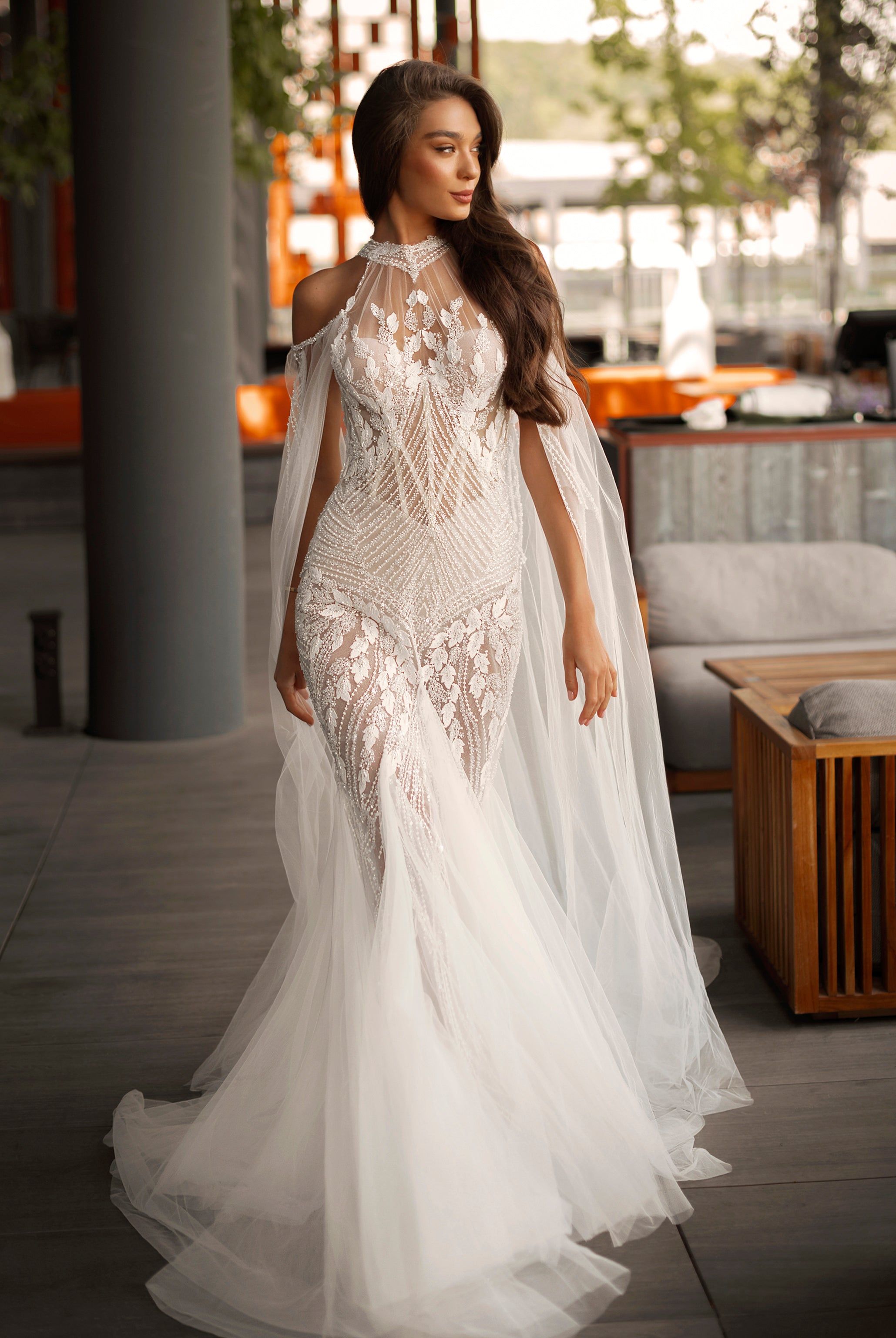 chinese dress ladies Sexy Mermaid Halter Neck Open Back Maxi Long Lace Wedding Dresses Online main image 0