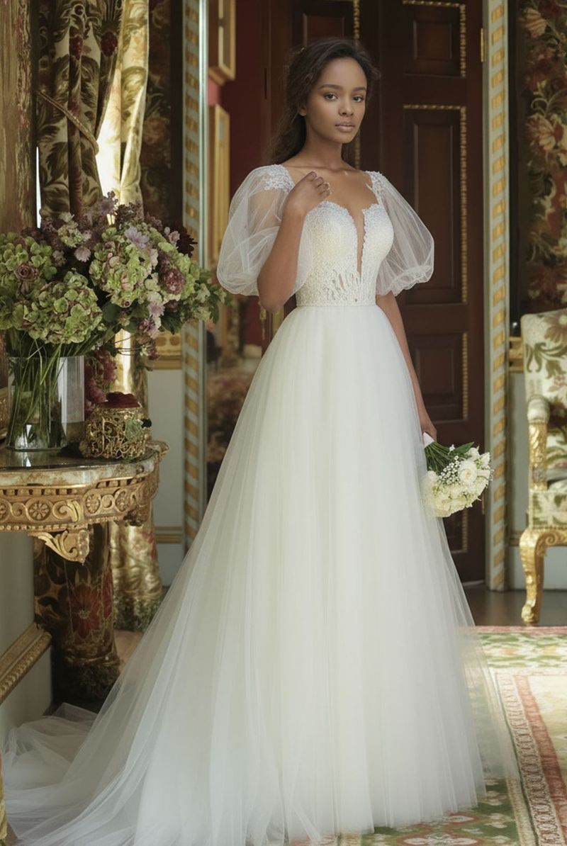 Custom-Made A-line Illusion Wedding Dress $600 | Devotion Dresses Custom-Made A-line Illusion Wedding Dress $600 | Devotion Dresses